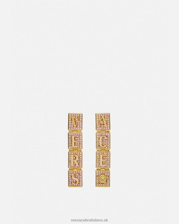 príslušenstvo X8X8P735 Versace náušnice z krištáľových kachličiek ružová a zlatá ženy