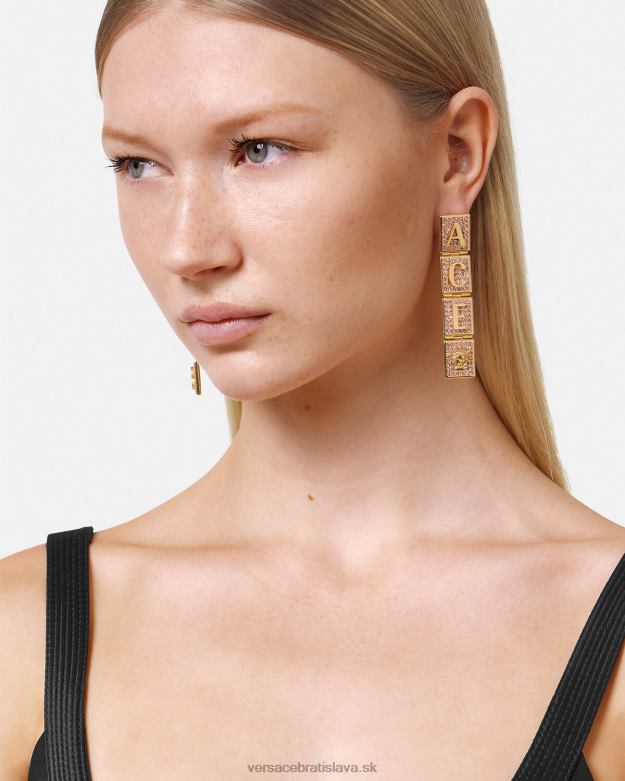 príslušenstvo X8X8P735 Versace náušnice z krištáľových kachličiek ružová a zlatá ženy