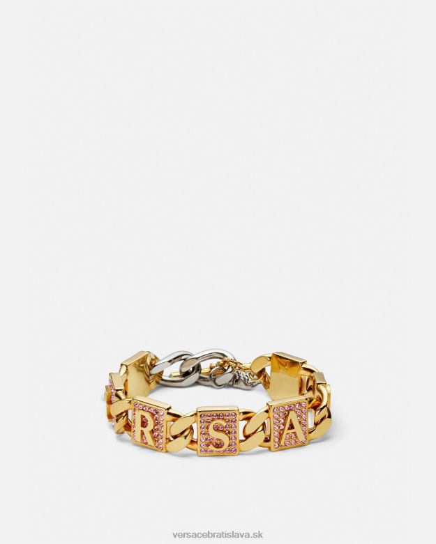 príslušenstvo X8X8P738 Versace náramok z krištáľových dlaždíc ružová a zlatá ženy