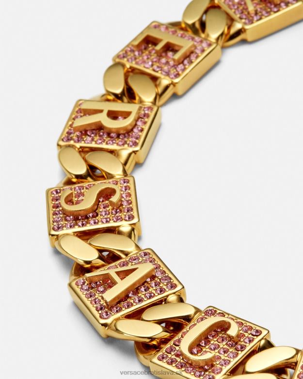 príslušenstvo X8X8P738 Versace náramok z krištáľových dlaždíc ružová a zlatá ženy