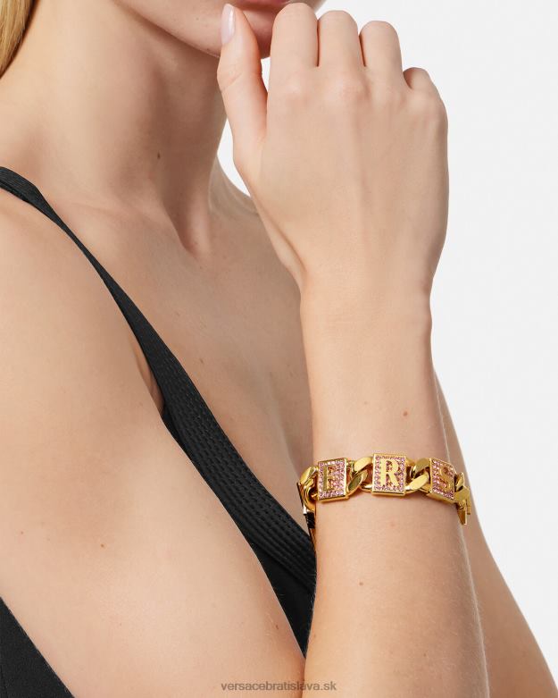 príslušenstvo X8X8P738 Versace náramok z krištáľových dlaždíc ružová a zlatá ženy