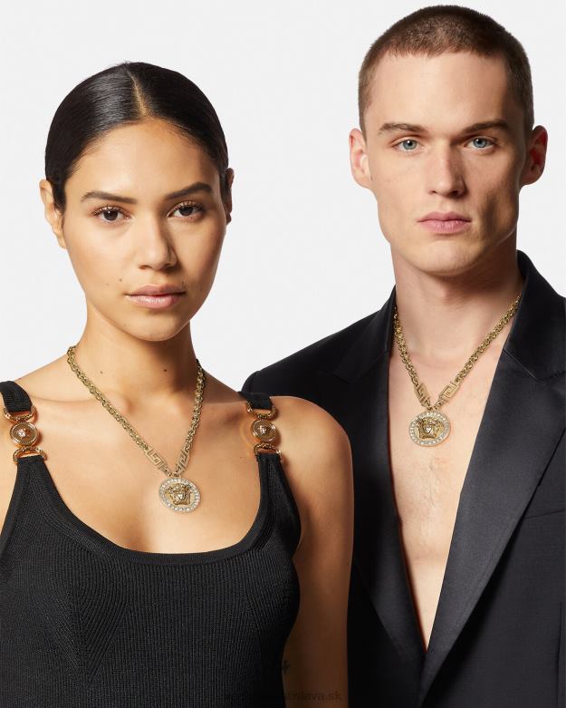 príslušenstvo X8X8P741 Versace krištáľový náhrdelník la medusa greca zlato ženy
