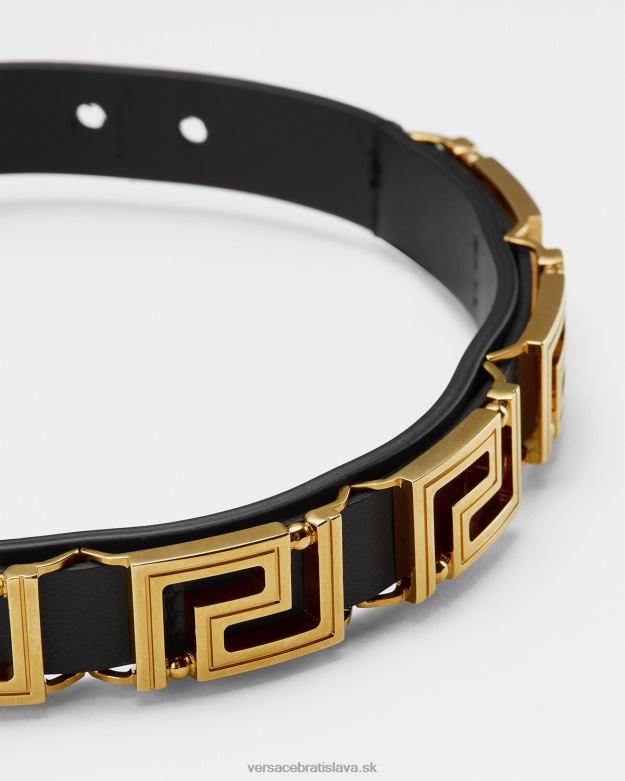 príslušenstvo X8X8P746 Versace greca kožený choker čierna ženy