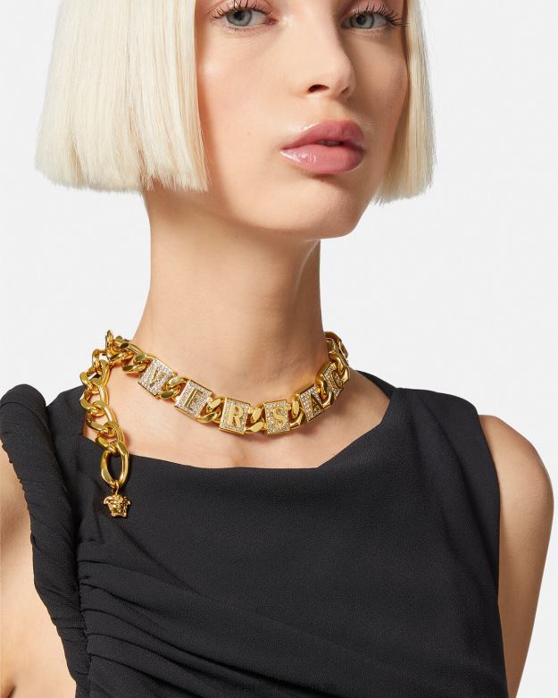 príslušenstvo X8X8P807 Versace náhrdelník z krištáľových dlaždíc zlato ženy