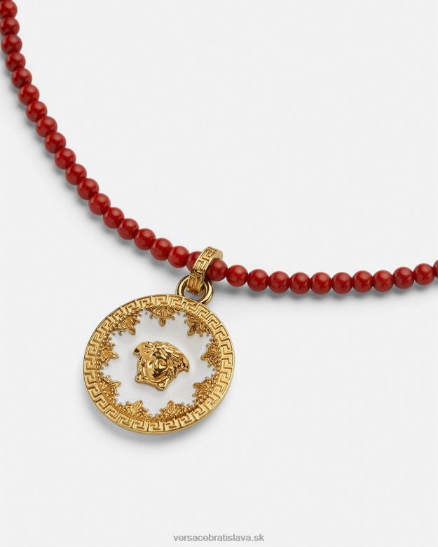 príslušenstvo X8X8P816 Versace medúzový tanierový korálkový náhrdelník bordová a zlatá ženy