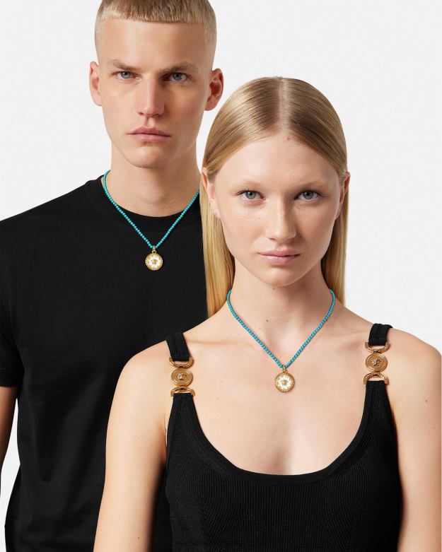 príslušenstvo X8X8P817 Versace medúzový tanierový korálkový náhrdelník tyrkysová ženy