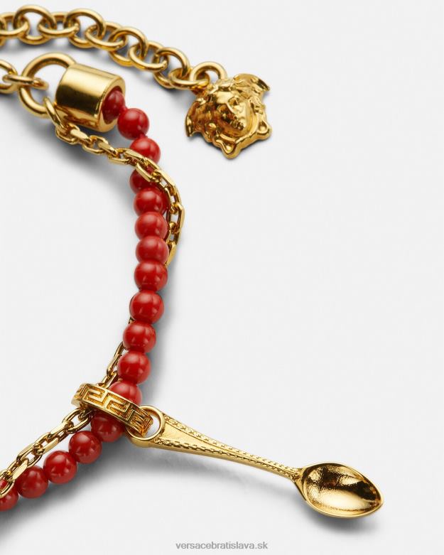 príslušenstvo X8X8P820 Versace medúzový príborový náramok z korálkov červená a zlatá ženy