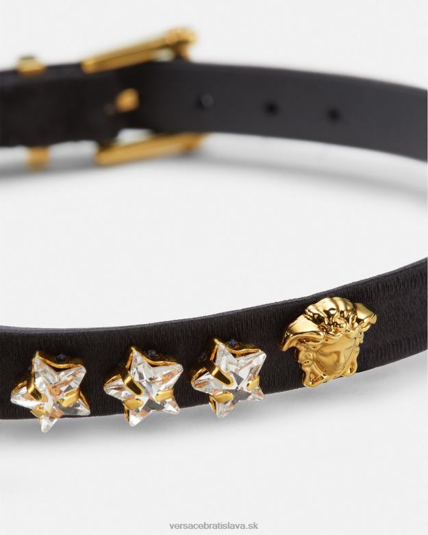 príslušenstvo X8X8P826 Versace saténový kryštálový hviezdicový choker čierna ženy