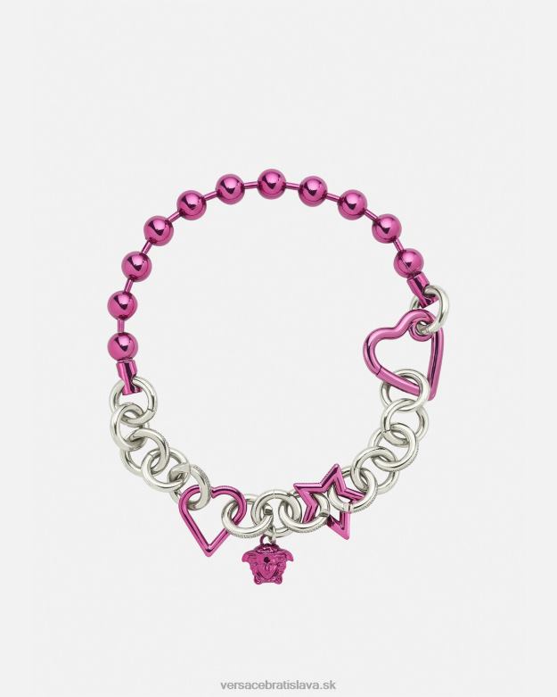 príslušenstvo X8X8P828 Versace funky retiazkový náhrdelník striebro a fuchsia ženy