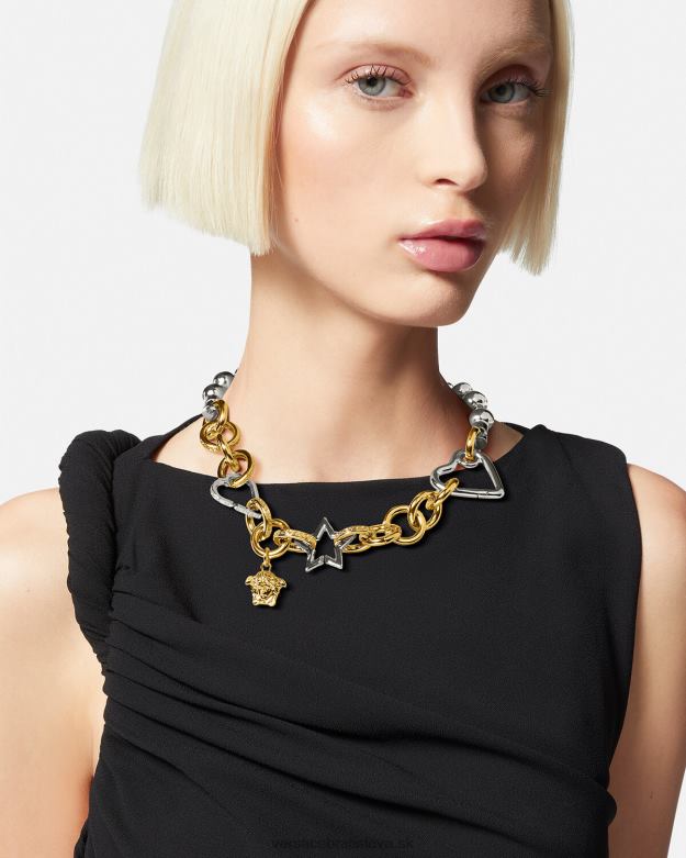 príslušenstvo X8X8P829 Versace funky retiazkový náhrdelník striebro a zlato ženy