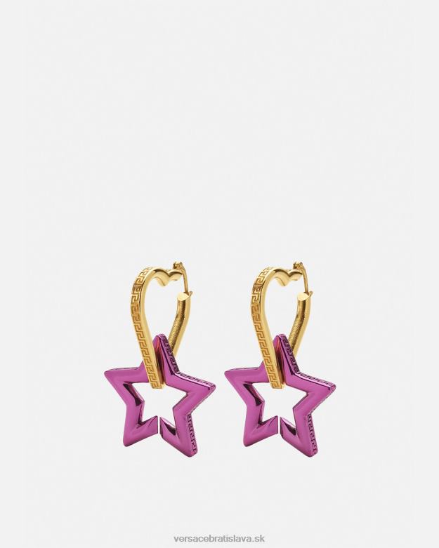 príslušenstvo X8X8P830 Versace funky retiazkové kruhové náušnice zlato a fuchsiová ženy