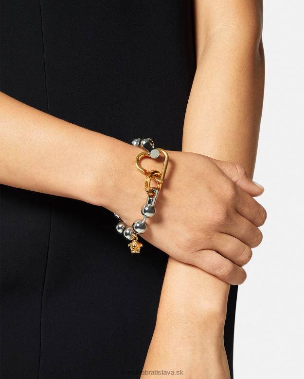 príslušenstvo X8X8P831 Versace funky retiazkový náramok striebro a zlato ženy