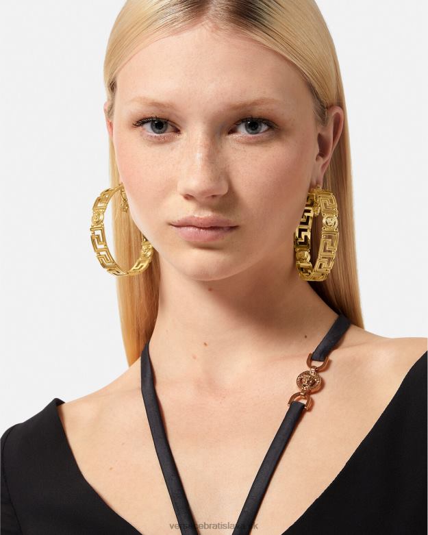 príslušenstvo X8X8P832 Versace kruhové náušnice medusa greca zlato ženy