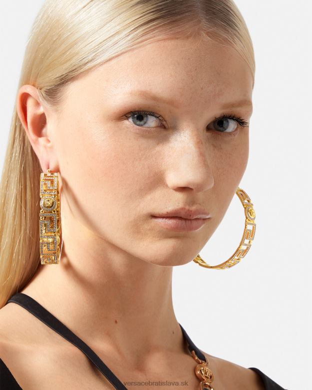 príslušenstvo X8X8P835 Versace krištáľové kruhové náušnice greca zlato ženy