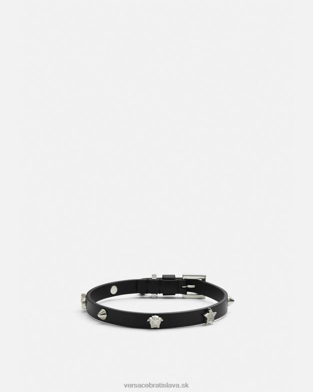 príslušenstvo X8X8P840 Versace vyšívaný kožený choker čierna ženy