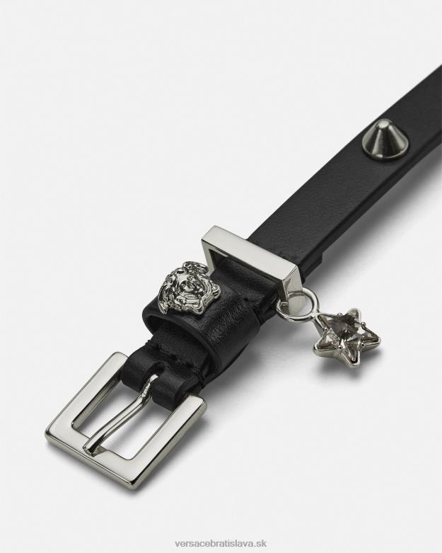 príslušenstvo X8X8P840 Versace vyšívaný kožený choker čierna ženy