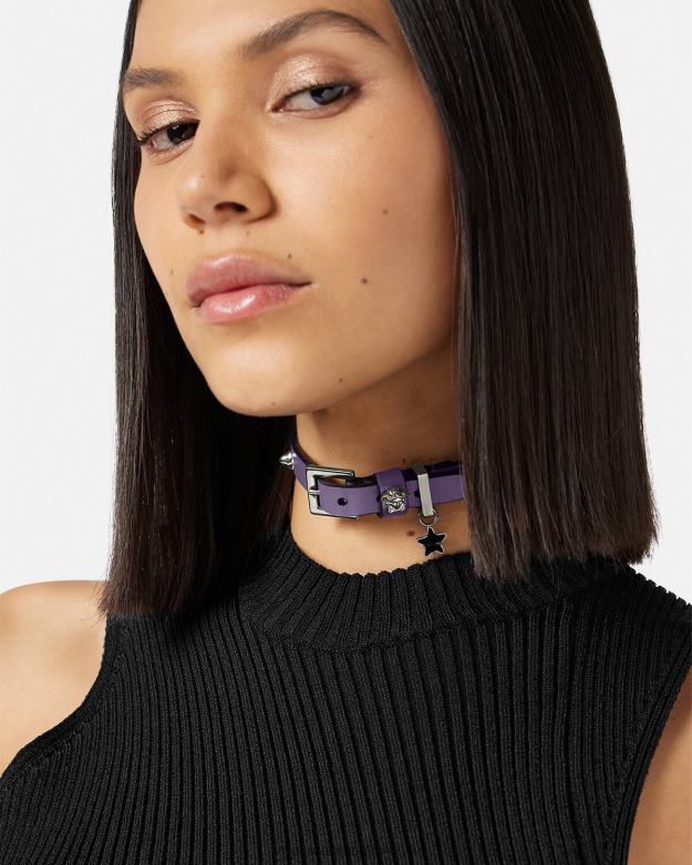 príslušenstvo X8X8P841 Versace vyšívaný kožený choker orgován ženy