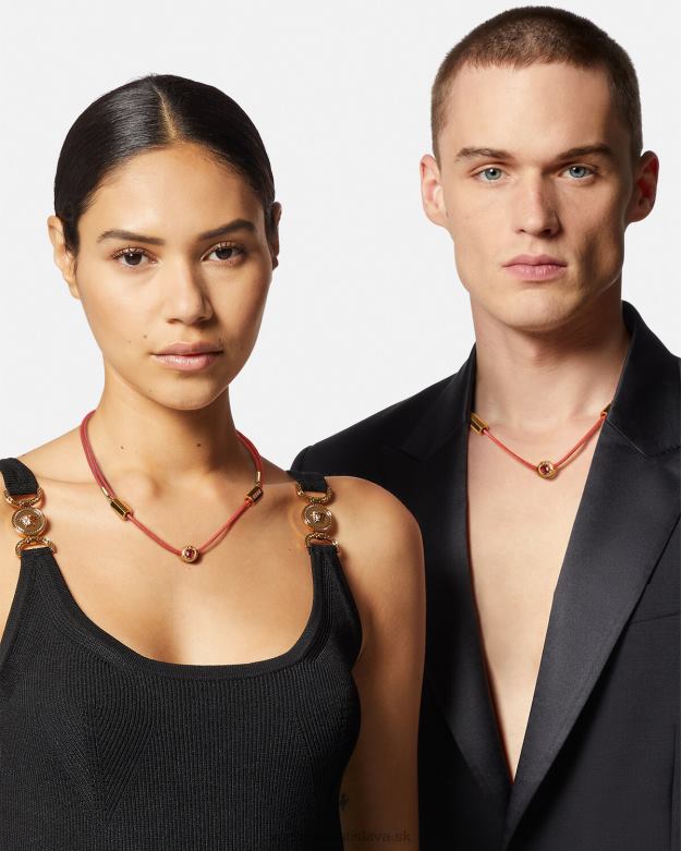 príslušenstvo X8X8P843 Versace kryštálový medúzový náhrdelník červená a zlatá ženy