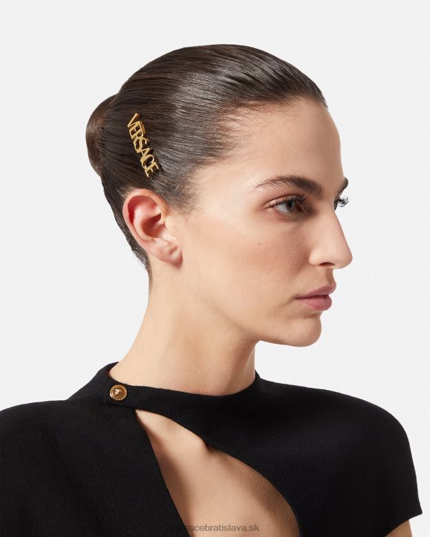 príslušenstvo X8X8P848 Versace logo pravá spona do vlasov zlato ženy