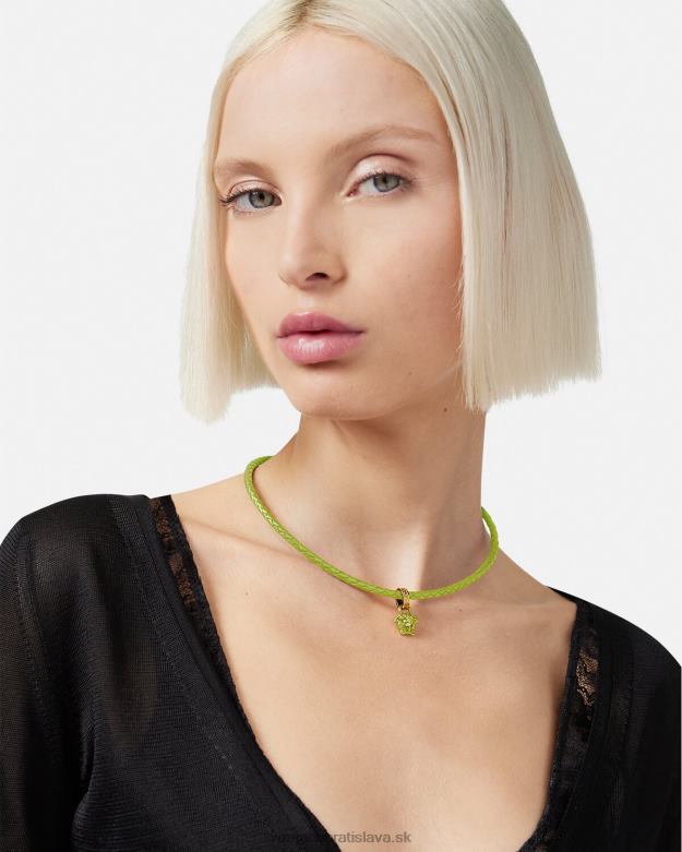 príslušenstvo X8X8P853 Versace kryštálový kožený náhrdelník medúza vápno ženy