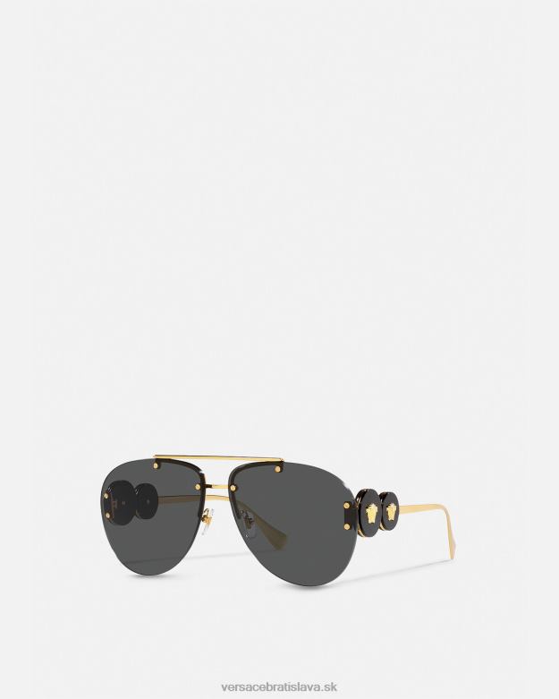 príslušenstvo X8X8P623 Versace dvojité medusa aviator slnečné okuliare čierne zlato ženy