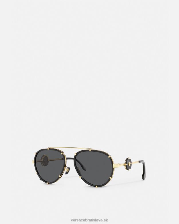 príslušenstvo X8X8P676 Versace vintage icon pilot pripínacie slnečné okuliare čierne zlato ženy