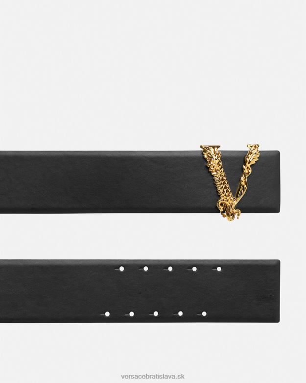 príslušenstvo X8X8P542 Versace virtus široký kožený opasok čierna ženy