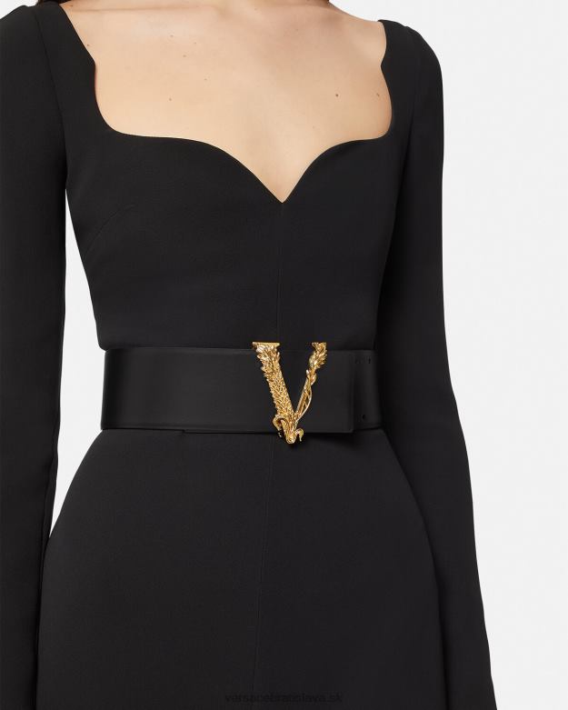 príslušenstvo X8X8P542 Versace virtus široký kožený opasok čierna ženy
