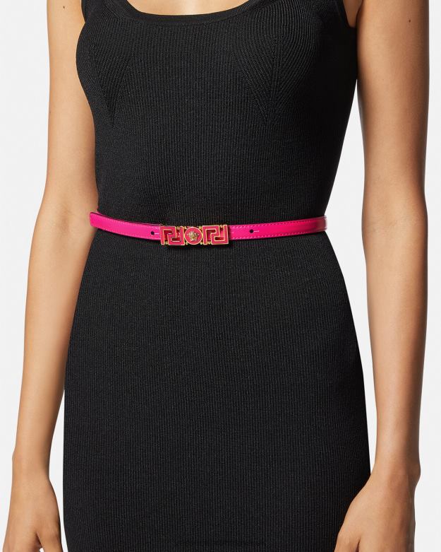 príslušenstvo X8X8P543 Versace grécka bohyňa tenký kožený opasok Ružová ženy