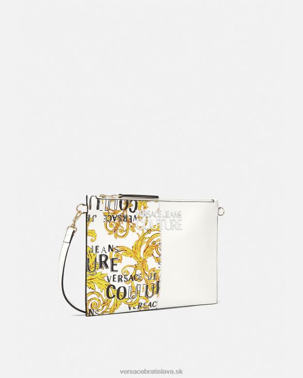 príslušenstvo X8X8P2348 Versace couture vrecko s logom zlatá a biela ženy