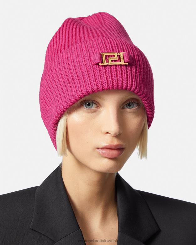 príslušenstvo X8X8P877 Versace greca rebrovaná čiapka fuchsiová ženy