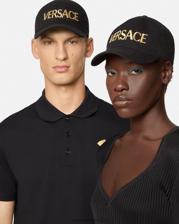 príslušenstvo X8X8P878 Versace čiapka s vyšívaným logom čierna ženy