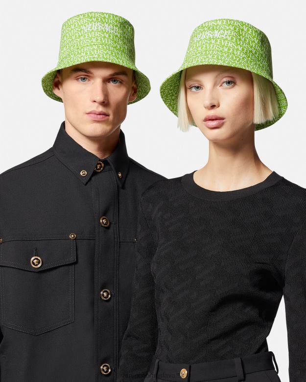 príslušenstvo X8X8P905 Versace celoplošný vedrový klobúk zelená a potlač ženy