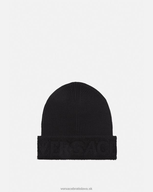 príslušenstvo X8X8P906 Versace pletená čiapka s logom čierna ženy