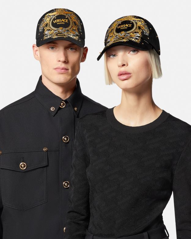 príslušenstvo X8X8P908 Versace baroková kryštálová mriežka baseballová čiapka čierna ženy