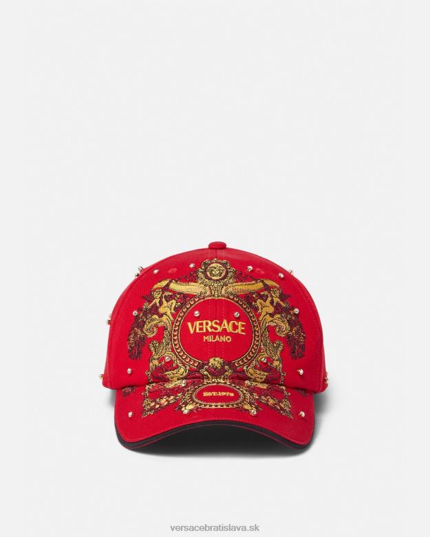 príslušenstvo X8X8P909 Versace baroková kryštálová mriežka baseballová čiapka červená ženy