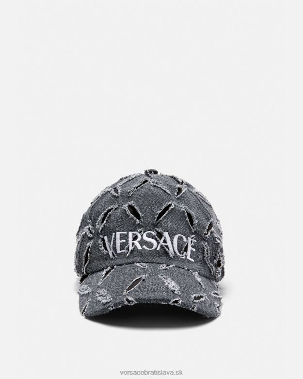príslušenstvo X8X8P910 Versace logo strihaná baseballová čiapka sivá ženy