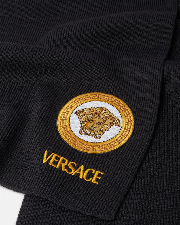 príslušenstvo X8X8P927 Versace Pletený šál s logom medúzy čierna ženy