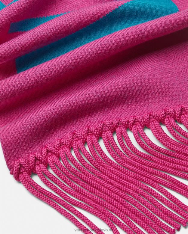 príslušenstvo X8X8P934 Versace žakárový pletený šál s logom fuchsiová a bluettová ženy