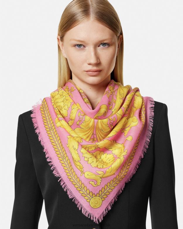príslušenstvo X8X8P887 Versace Barocco šál z kašmírovej zmesi Ružová ženy