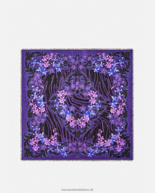 príslušenstvo X8X8P924 Versace šatka zo zmesi vlny orchidea barocco fialová a potlač ženy
