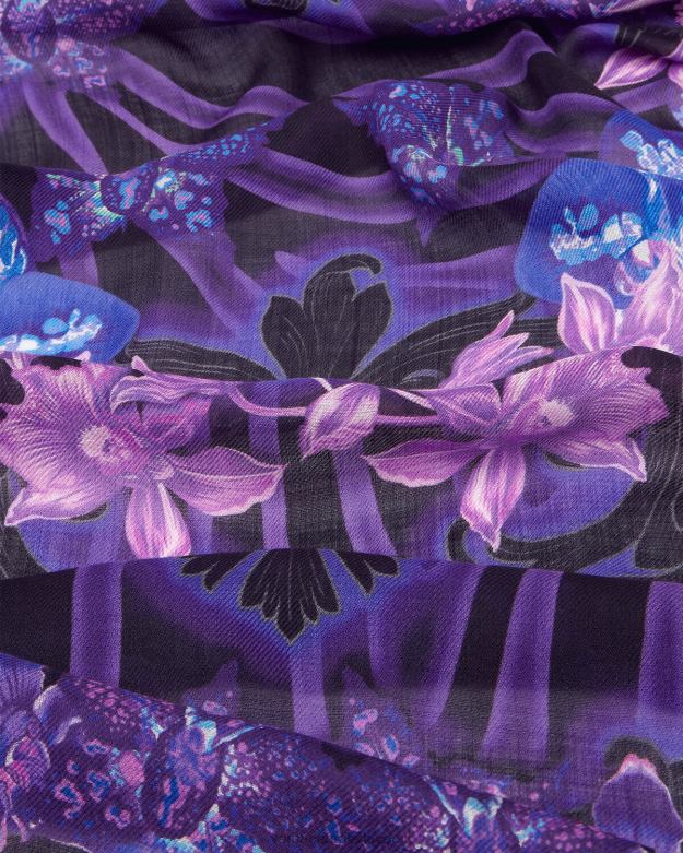 príslušenstvo X8X8P924 Versace šatka zo zmesi vlny orchidea barocco fialová a potlač ženy
