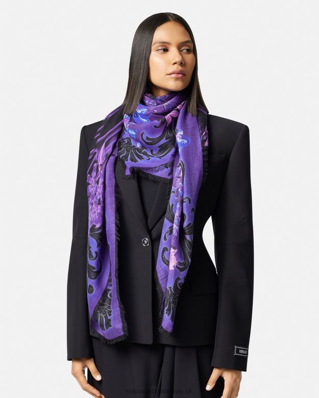 príslušenstvo X8X8P924 Versace šatka zo zmesi vlny orchidea barocco fialová a potlač ženy