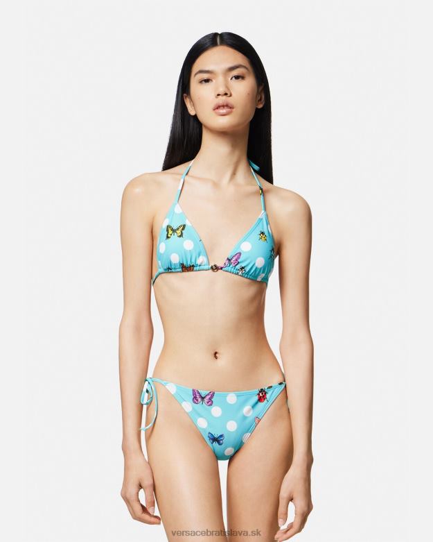 spodná bielizeň a plážové oblečenie X8X8P1130 Versace top v bikinách s motýlikmi Modrá ženy