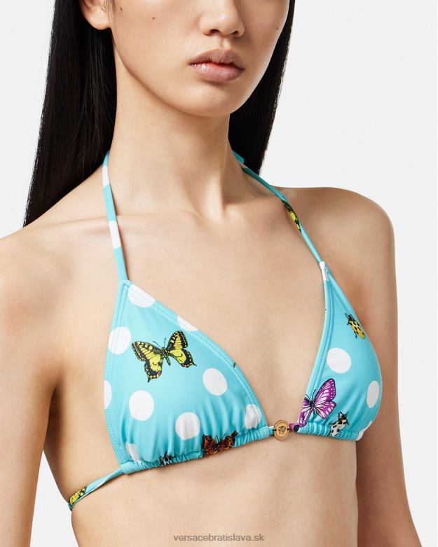 spodná bielizeň a plážové oblečenie X8X8P1130 Versace top v bikinách s motýlikmi Modrá ženy