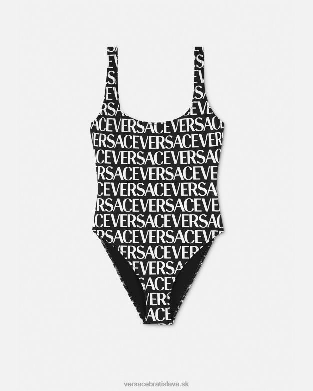 spodná bielizeň a plážové oblečenie X8X8P1137 Versace jednodielne plavky s logom čierna a tlač ženy
