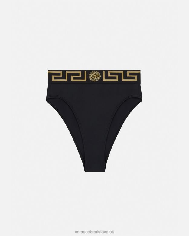 spodná bielizeň a plážové oblečenie X8X8P1153 Versace greca border bikini slipy s vysokým pásom čierna ženy