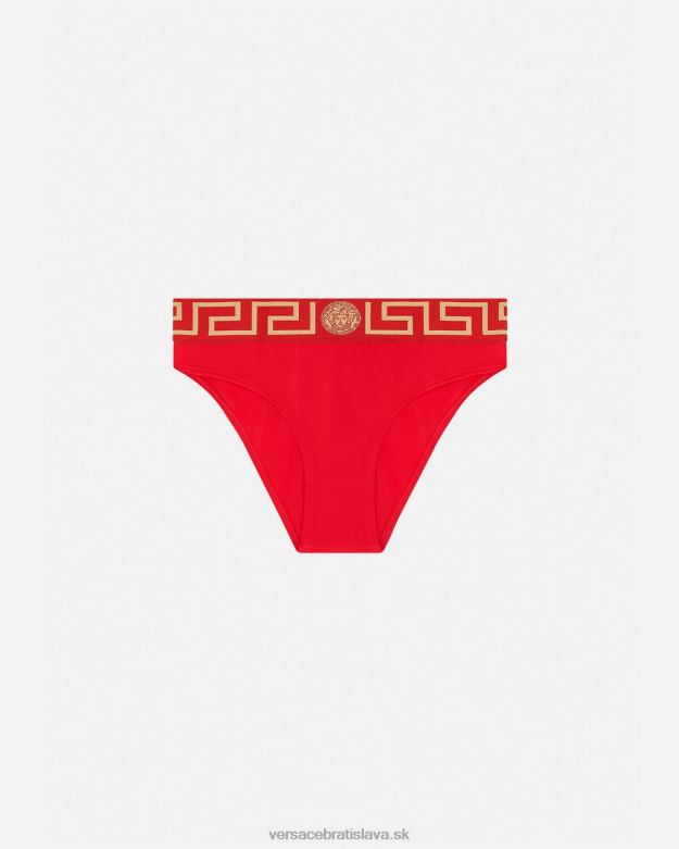 spodná bielizeň a plážové oblečenie X8X8P1155 Versace greca border bikini slipy červená ženy