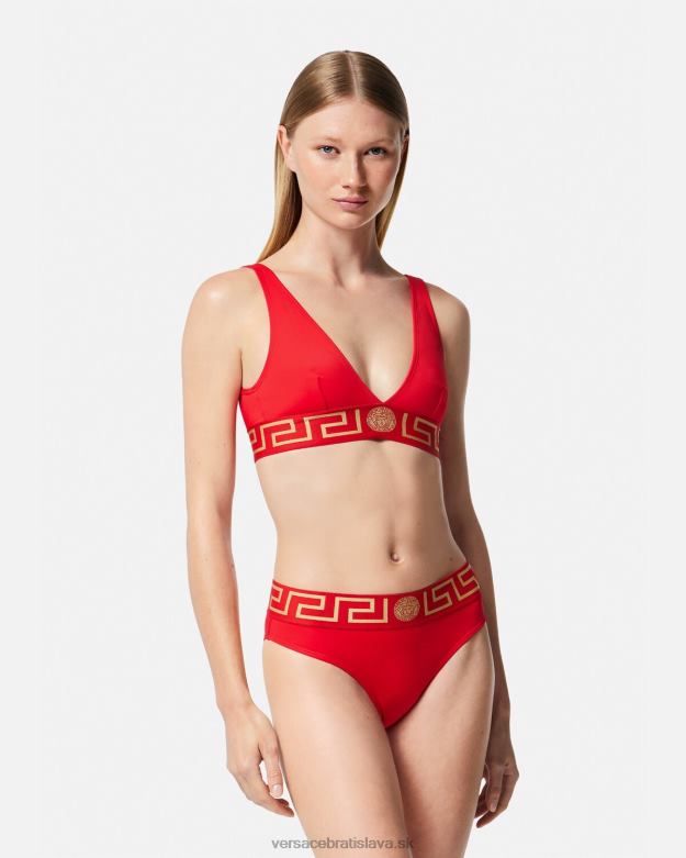 spodná bielizeň a plážové oblečenie X8X8P1155 Versace greca border bikini slipy červená ženy