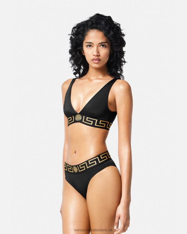 spodná bielizeň a plážové oblečenie X8X8P1156 Versace greca border bikini slipy čierna ženy